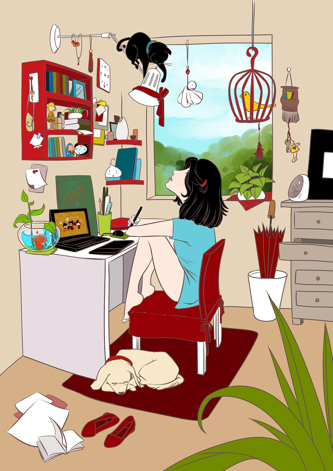 随笔-宅|插画|插画习作|一群猴 - 原创作品 - 站酷 (zcool)