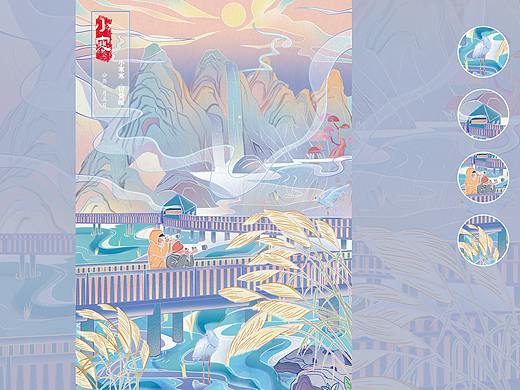 国潮插画|《河鹭共生》二十四节气之小寒