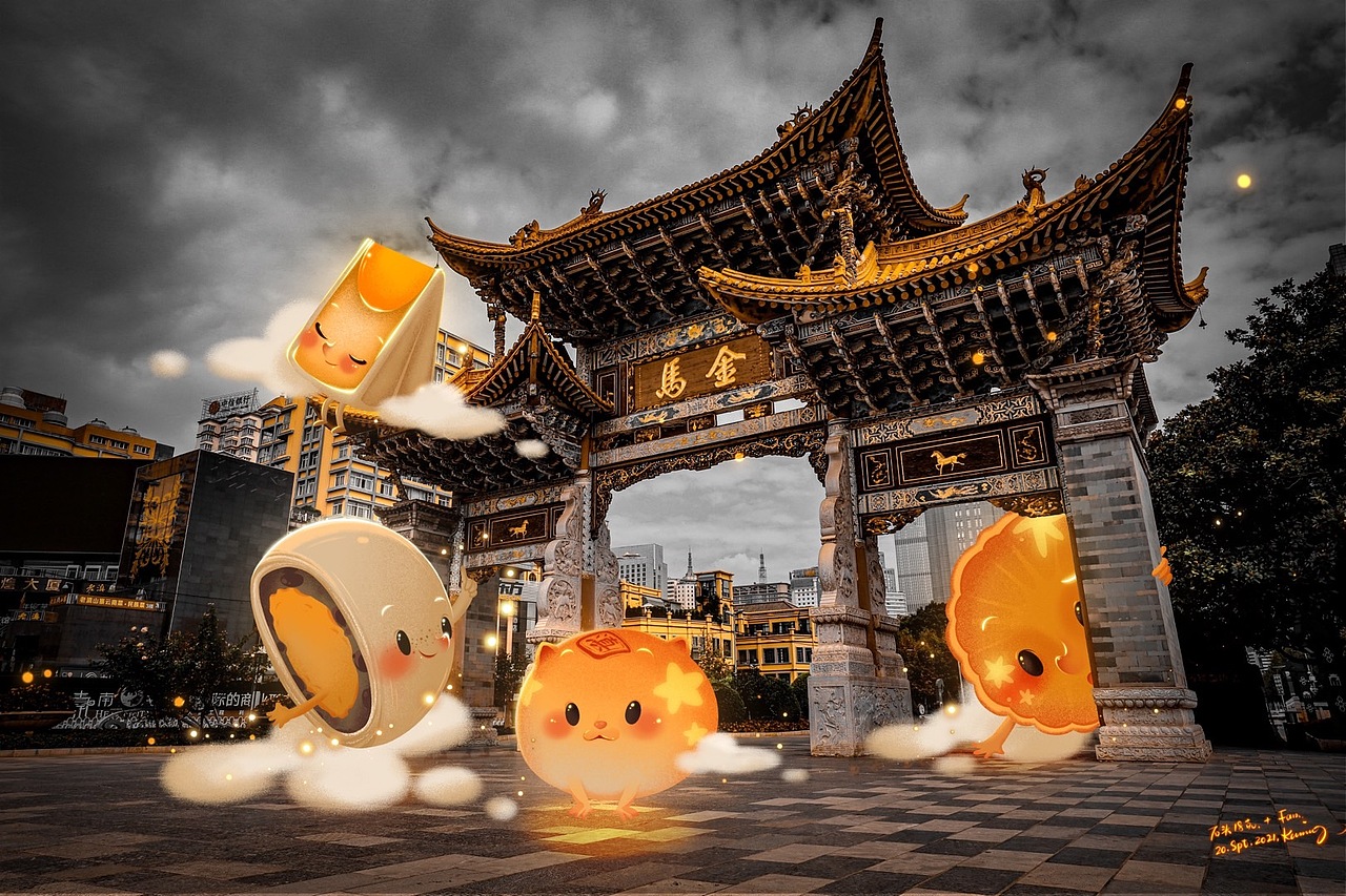 原创插画🌝+🥮 当月饼遇上昆明地标（图ZMjcxNDM5MDcy） - 创作习作 - 站酷设计师番茄Fanqie原创素材 - 站酷ZCOOL