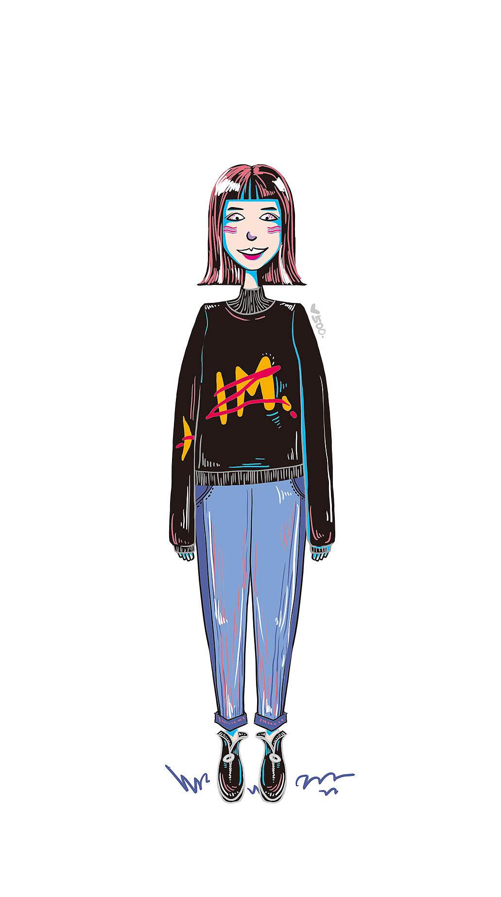 人物插画练习-500（四）（图ZMTM1NzI2NjE2） - 创作习作 - 站酷设计师Whitney_500原创素材 - 站酷ZCOOL