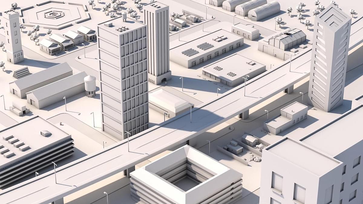 c4d 城市建筑群建模练习