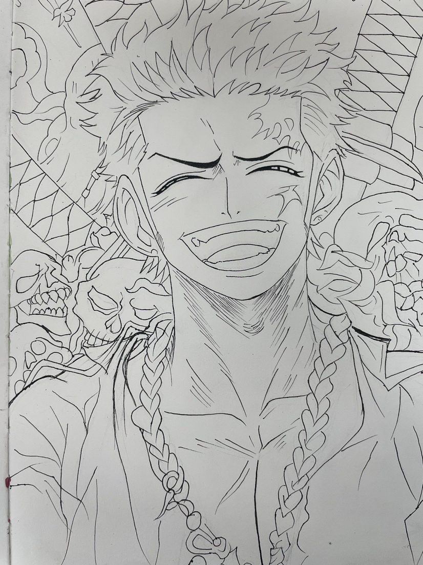 这么快乐的索隆,是不是有点可爱😃,附线稿哦!