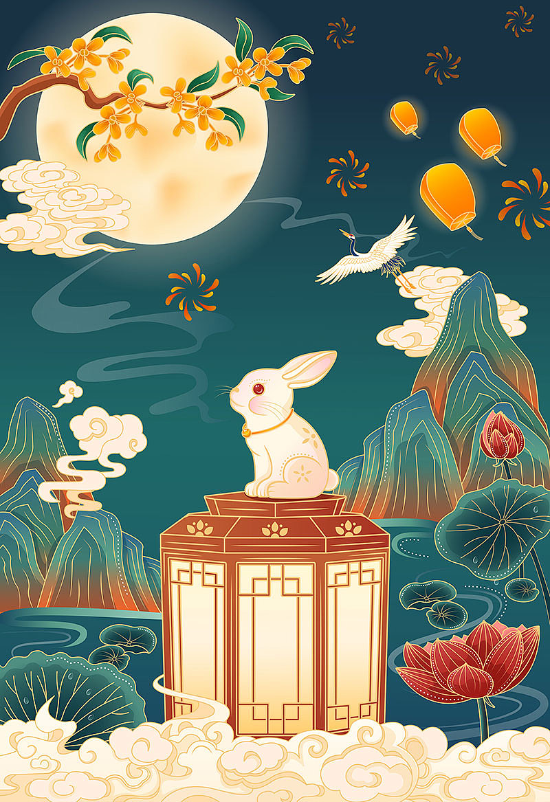 中秋佳节月饼包装礼盒（图ZMzQ4MzIwMzMy） - 商业插画 - 站酷设计师hm_m原创素材 - 站酷ZCOOL