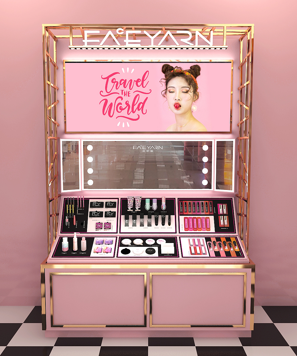 金粉系列彩妆柜台中岛品牌形象3D效果图（图ZMTM2MDEyNTQ0） - 其他三维 - 站酷设计师hoong鸿原创素材 - 站酷ZCOOL