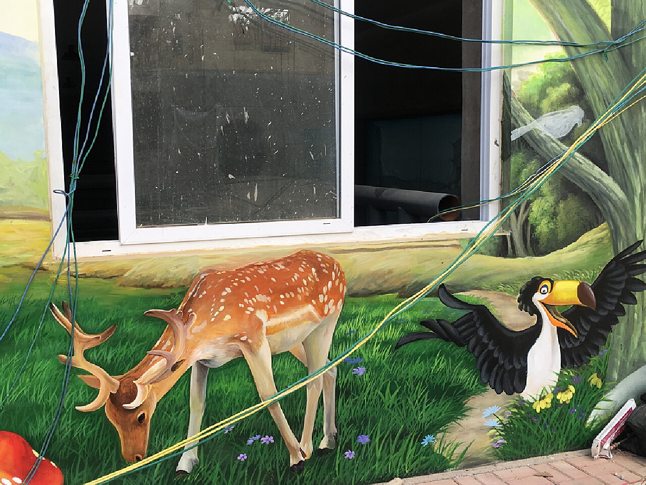 野生动物园墙体彩绘3d画