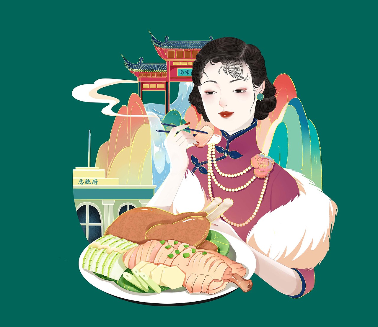 民国风包装插画