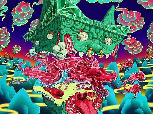 一炎狗鼎玩具插画