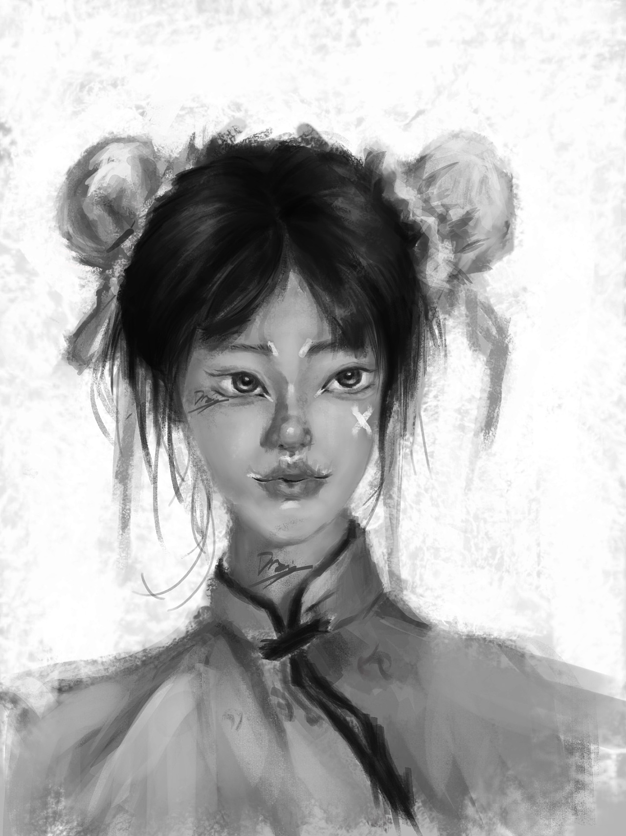 黑白厚涂人像写实|插画|创作习作|哒哒pupu - 原创作品 - 站酷 (zcool