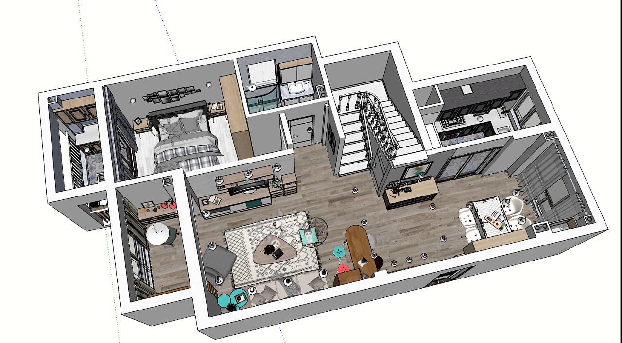 户型su建模截图