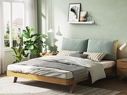 北欧实木床