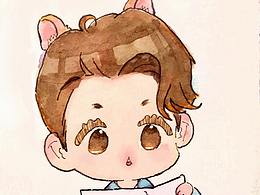 水彩Q版人物小画 表情包 头像