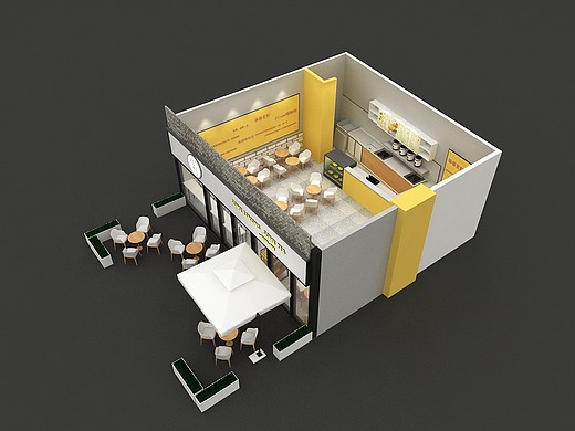 柠檬茶店铺 效果图 商店效果图 店面3d展览设计