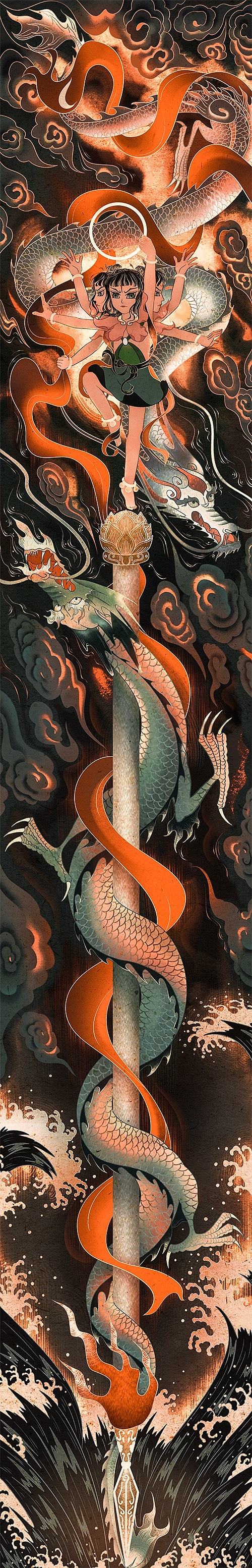 哪吒闹海主视觉（图ZMzEzMDc4NDY4） - 商业插画 - 站酷设计师非生日快乐原创素材 - 站酷ZCOOL