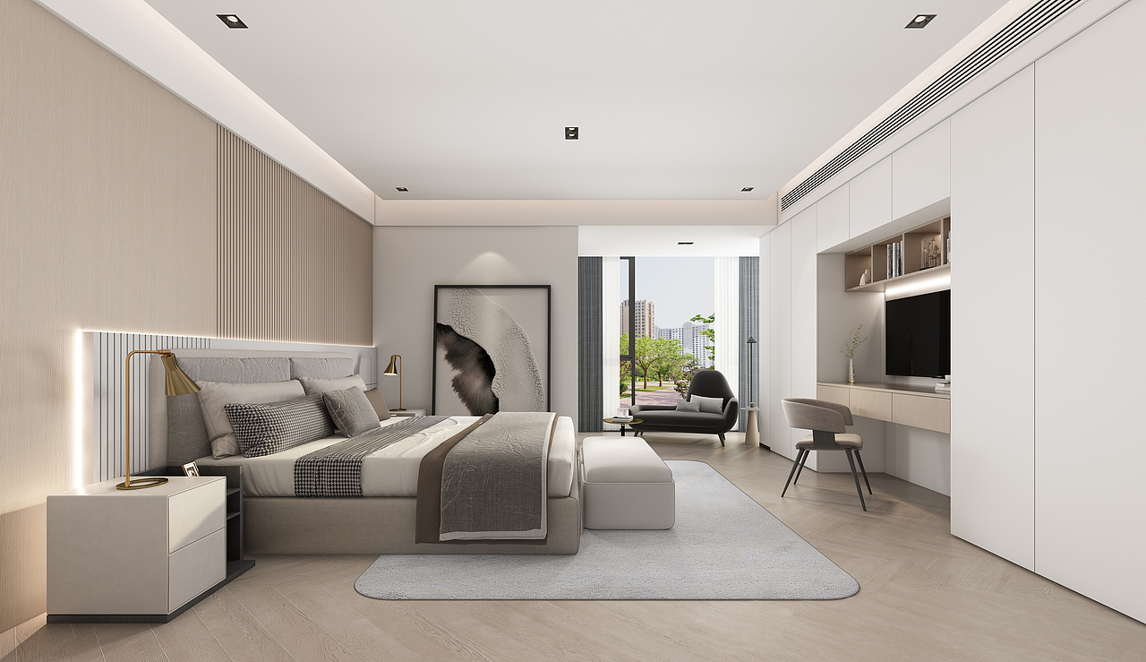 深圳罗湖淘金山,现代简约风装修案例效果图,家的模样