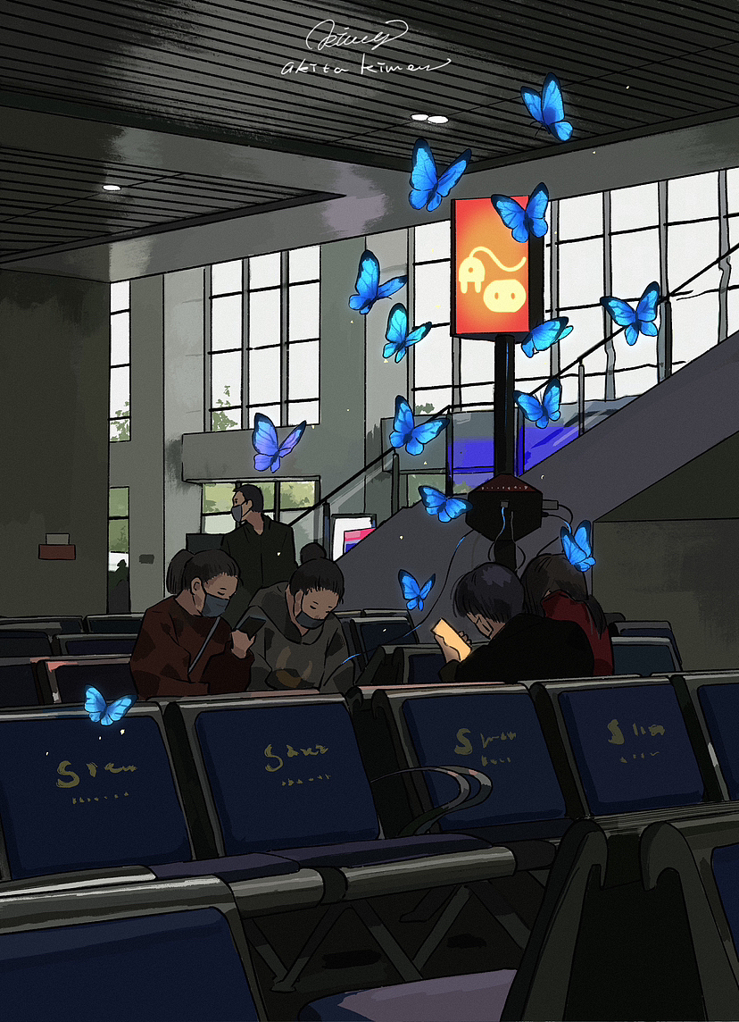 藍(lán)閃蝶充電樁（圖ZMzI2NDg5NjA4） - 繪本 - 站酷設(shè)計(jì)師秋田鹿町原創(chuàng)素材 - 站酷ZCOOL