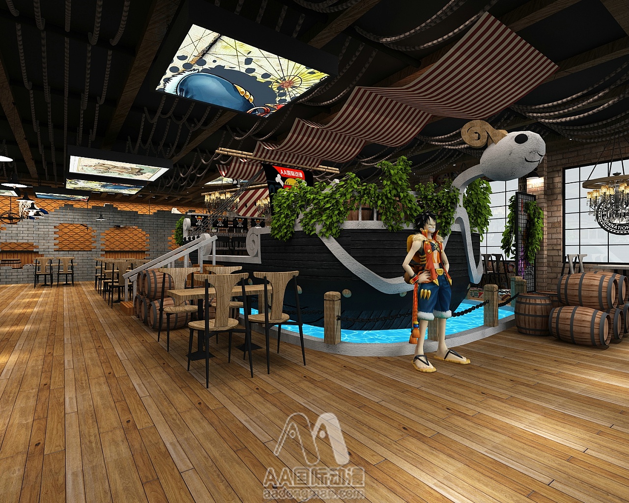 咖啡馆3D原型设计漫猫咖啡|空间|室内设计|celerain - 原创作品 - 站酷 (ZCOOL)