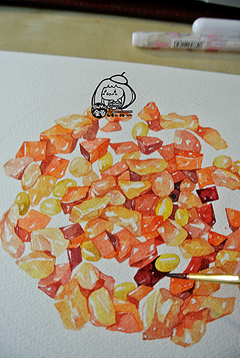 金鱼手绘美食——宫保鸡丁