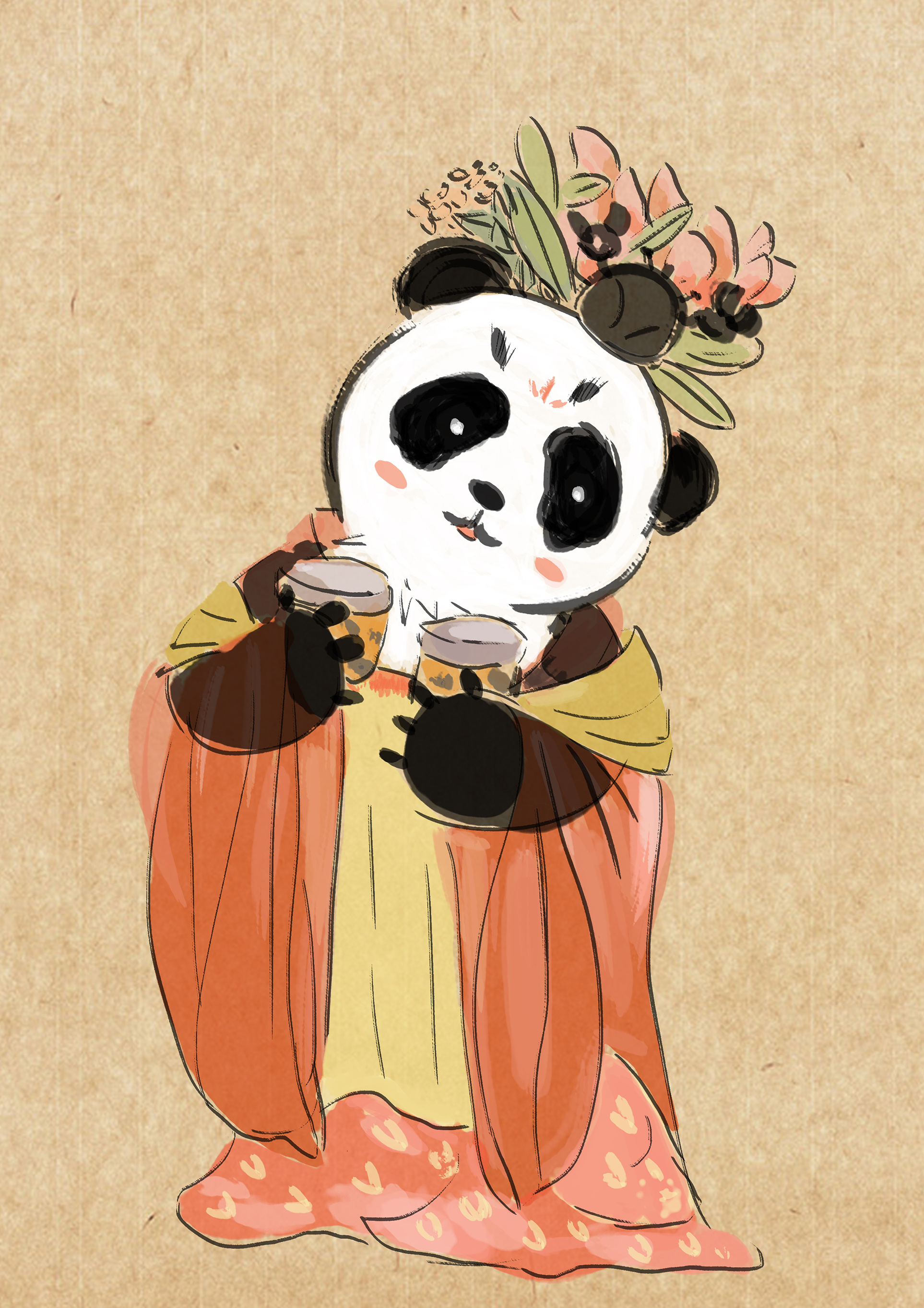 手绘卡通可爱国宝大熊猫【免抠元素PNG】-90设计网