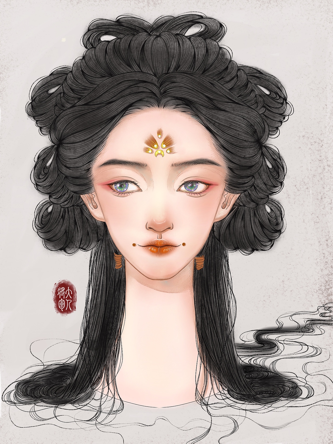 古风美人水彩头像