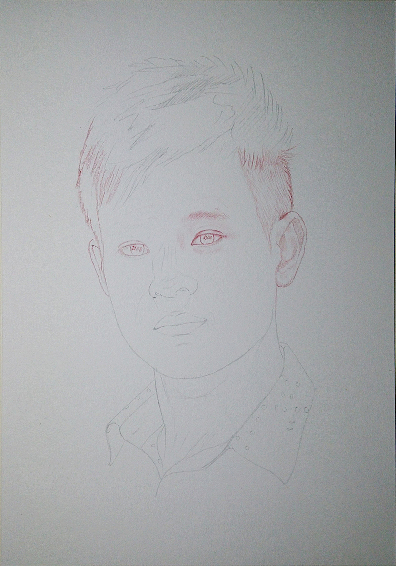 彩色铅笔画 吼也手绘