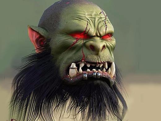 zbrush雕刻魔兽兽人头部-pbr流程展示