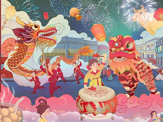 新年到敲锣打鼓放鞭炮