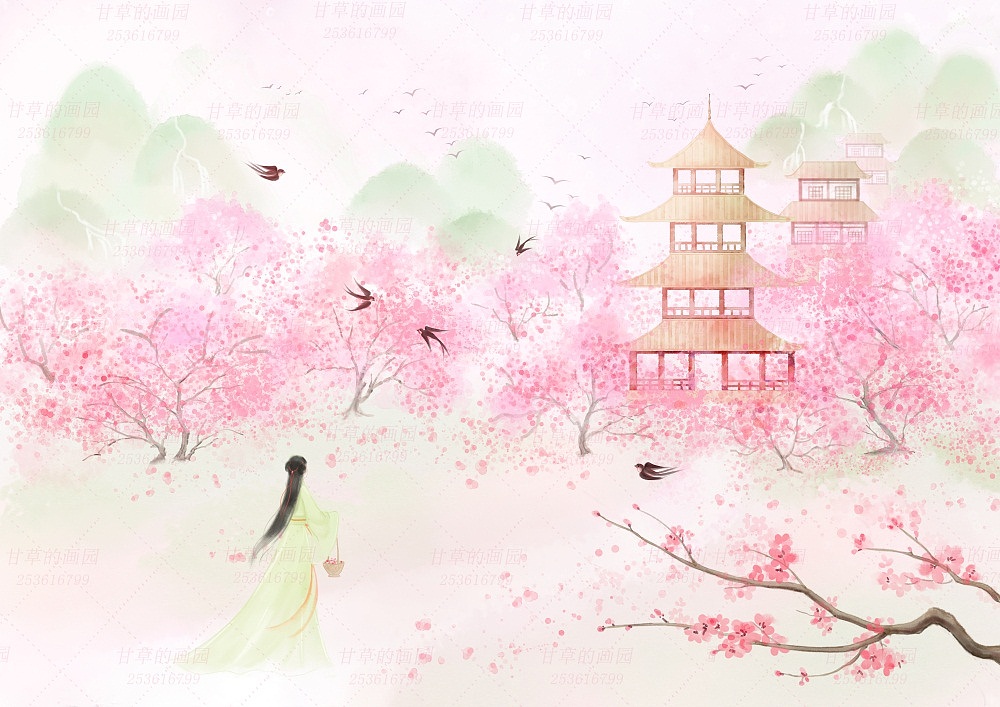 山寺桃花（图ZMjUxOTAxNTQw） - 商业插画 - 站酷设计师甘草的画园原创素材 - 站酷ZCOOL