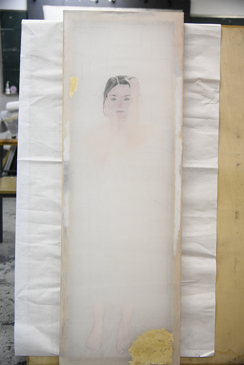 《彳亍》色粉画 130x178cm