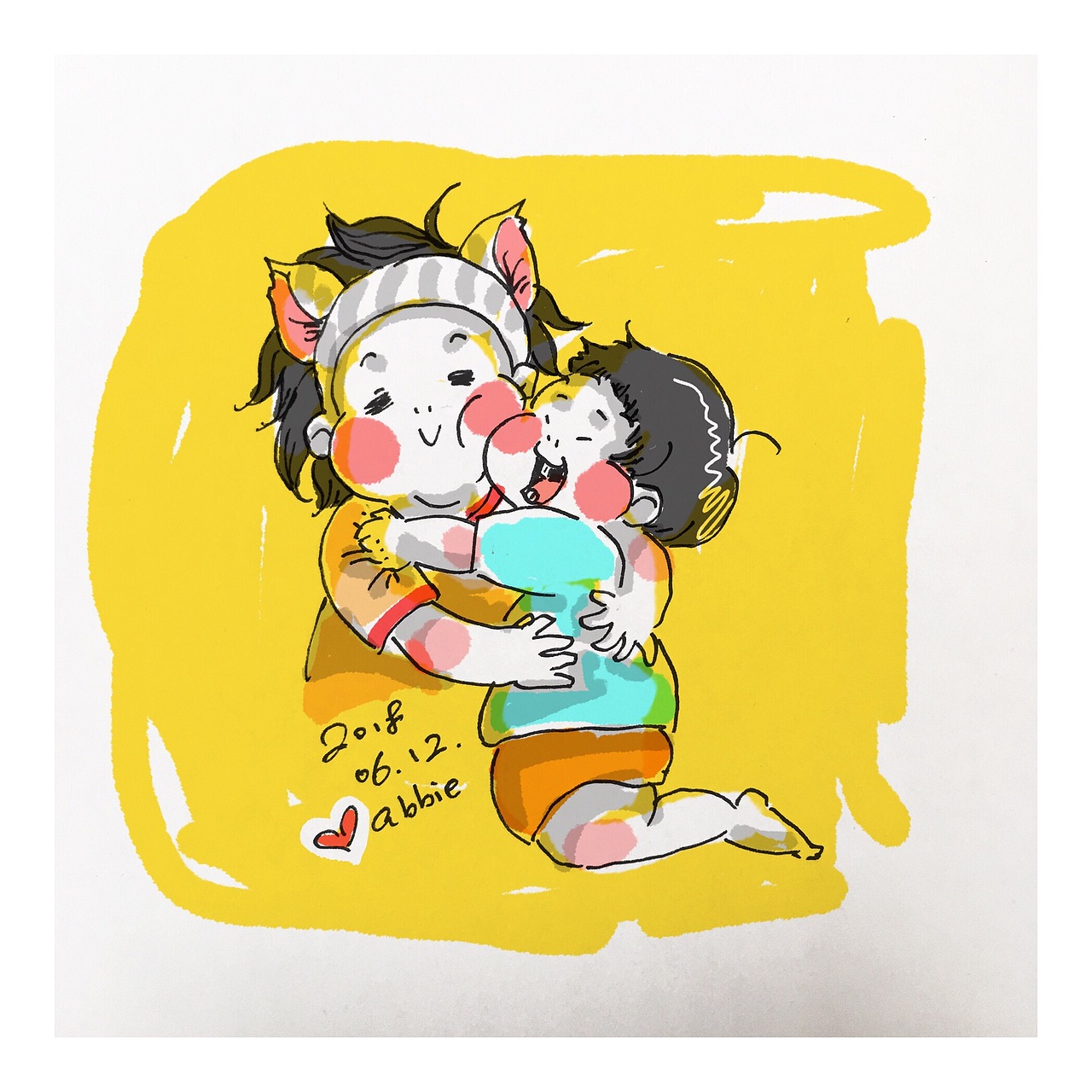 黏糊糊的爱（图ZMTE4MzIyNjE2） - 儿童插画 - 站酷设计师芋艿儿原创素材 - 站酷ZCOOL