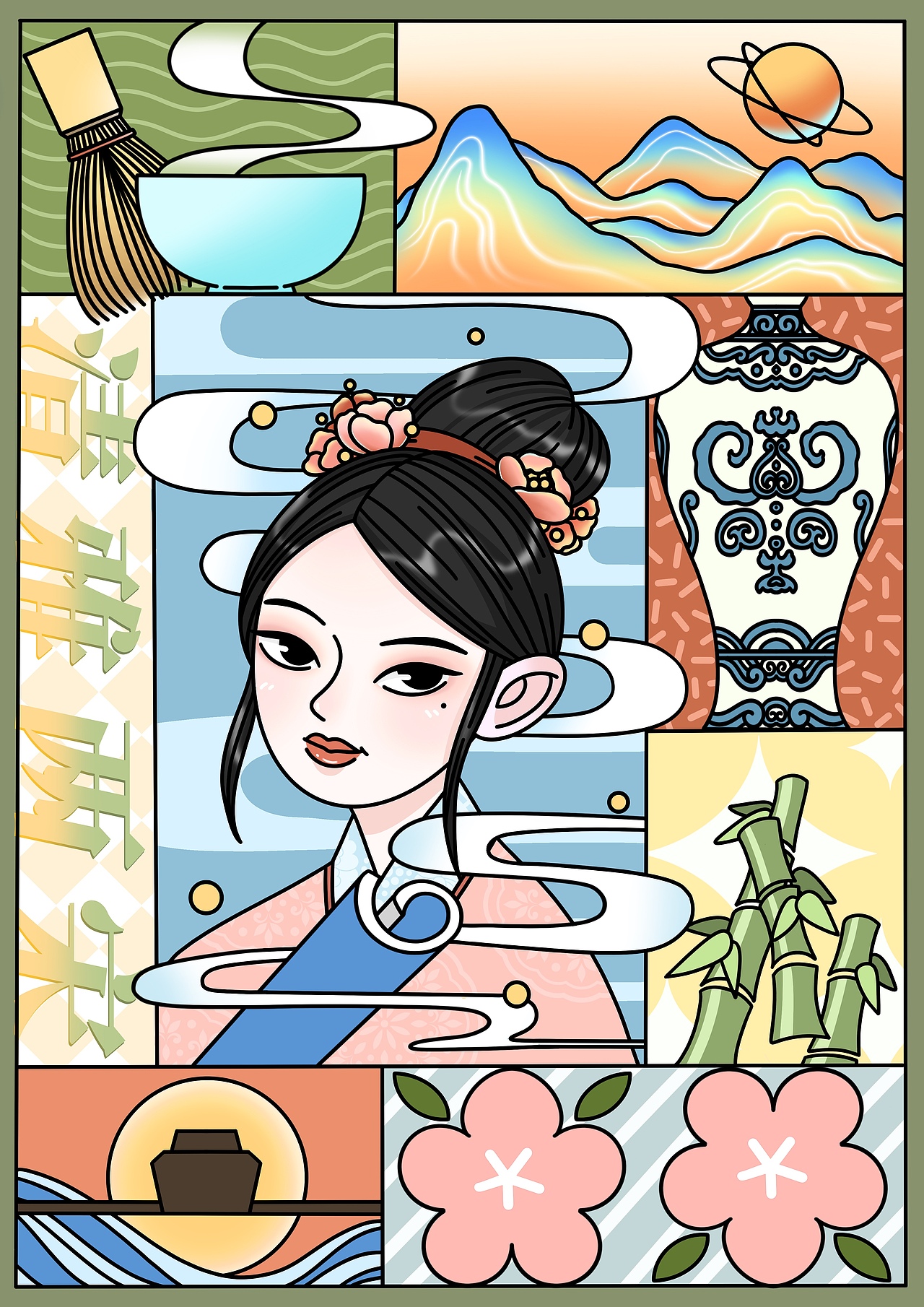 《国潮风向》插画（图ZMjcyNTQ3NDcy） - 创作习作 - 站酷设计师蚂蚱啦啦原创素材 - 站酷ZCOOL