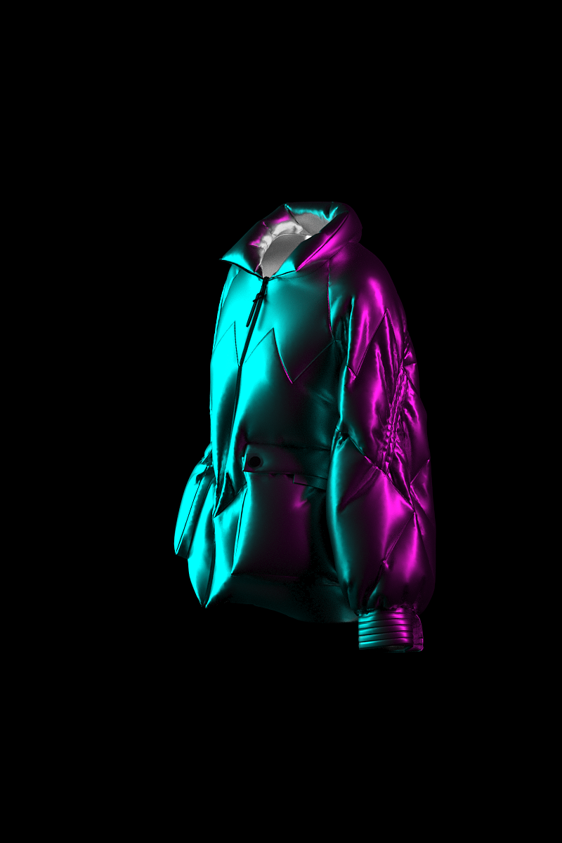 未来感科技风国潮品牌3d羽绒服设计 服装3d设计