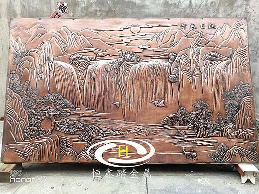 大堂景墙装饰纯铜锻打壁画佛山大型铜浮雕壁画制作技巧