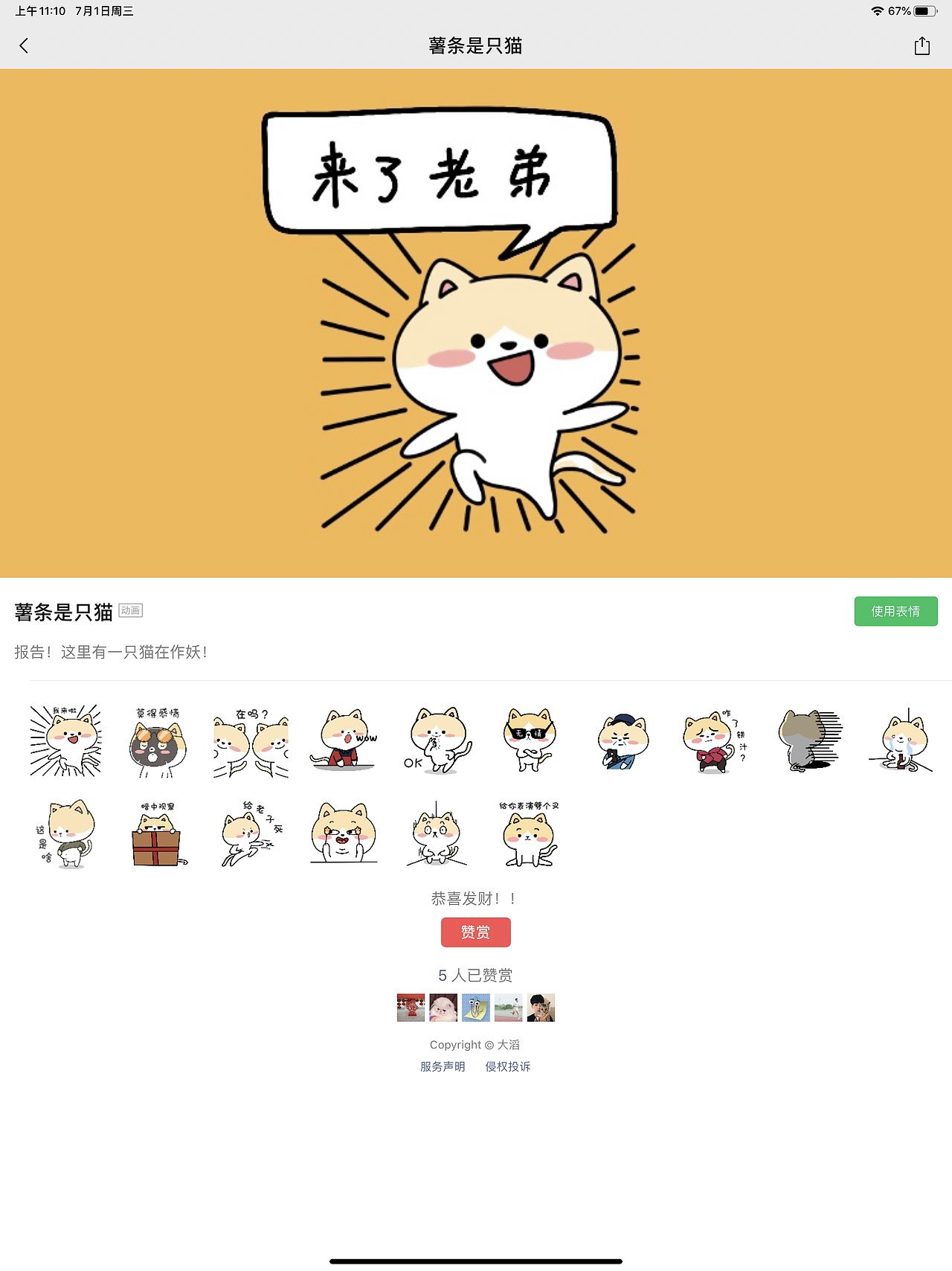 微信表情——《薯条是只猫》（图ZMjE0Mzg2Njky） - 网络表情 - 站酷设计师大滔原创素材 - 站酷ZCOOL