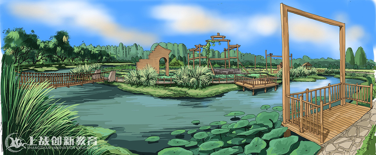 【上戰(zhàn)手繪作品分享】曾遼老師ipad園林景觀圖（二）（圖ZMTk2MjQzMDU2） - 景觀設計 - 站酷設計師上戰(zhàn)創(chuàng)意手繪原創(chuàng)素材 - 站酷ZCOOL
