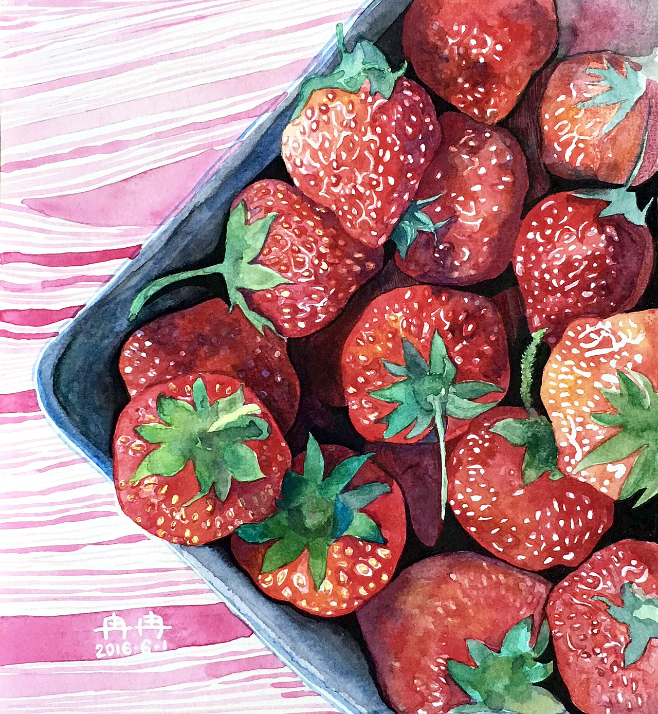 水彩草莓
