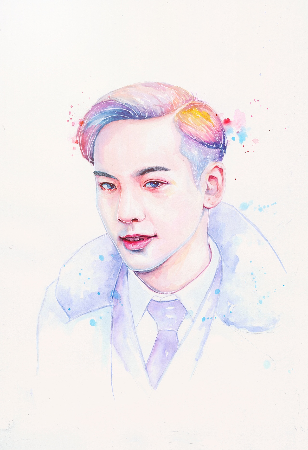 水彩手绘男神系列—遇见你最喜欢的那个男人