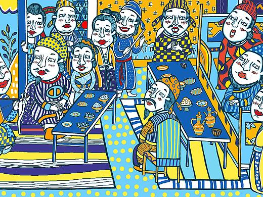 韓熙載夜宴圖&搗練圖（個(gè)人主頁-ZNDI4NTczMDg=） - 創(chuàng)作習(xí)作 - 站酷設(shè)計(jì)師二豐Kdod原創(chuàng)素材 - 站酷ZCOOL