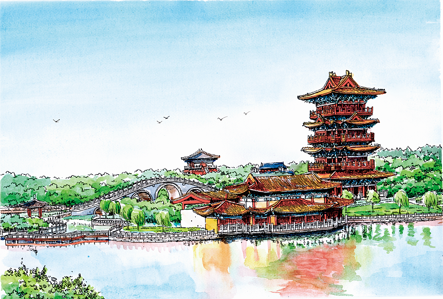 八朝古都,古城开封|插画|商业插画|yoyo鹿瑶_原创作品-站酷zcool