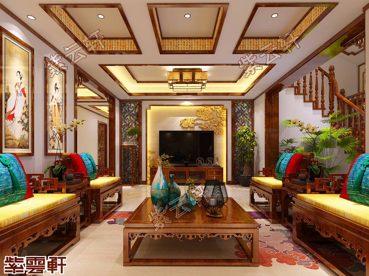 相约古典绚丽中式装修风格别墅（图ZMjc3NzIwMzA4） - 家装设计 - 站酷设计师紫云轩中式原创素材 - 站酷ZCOOL