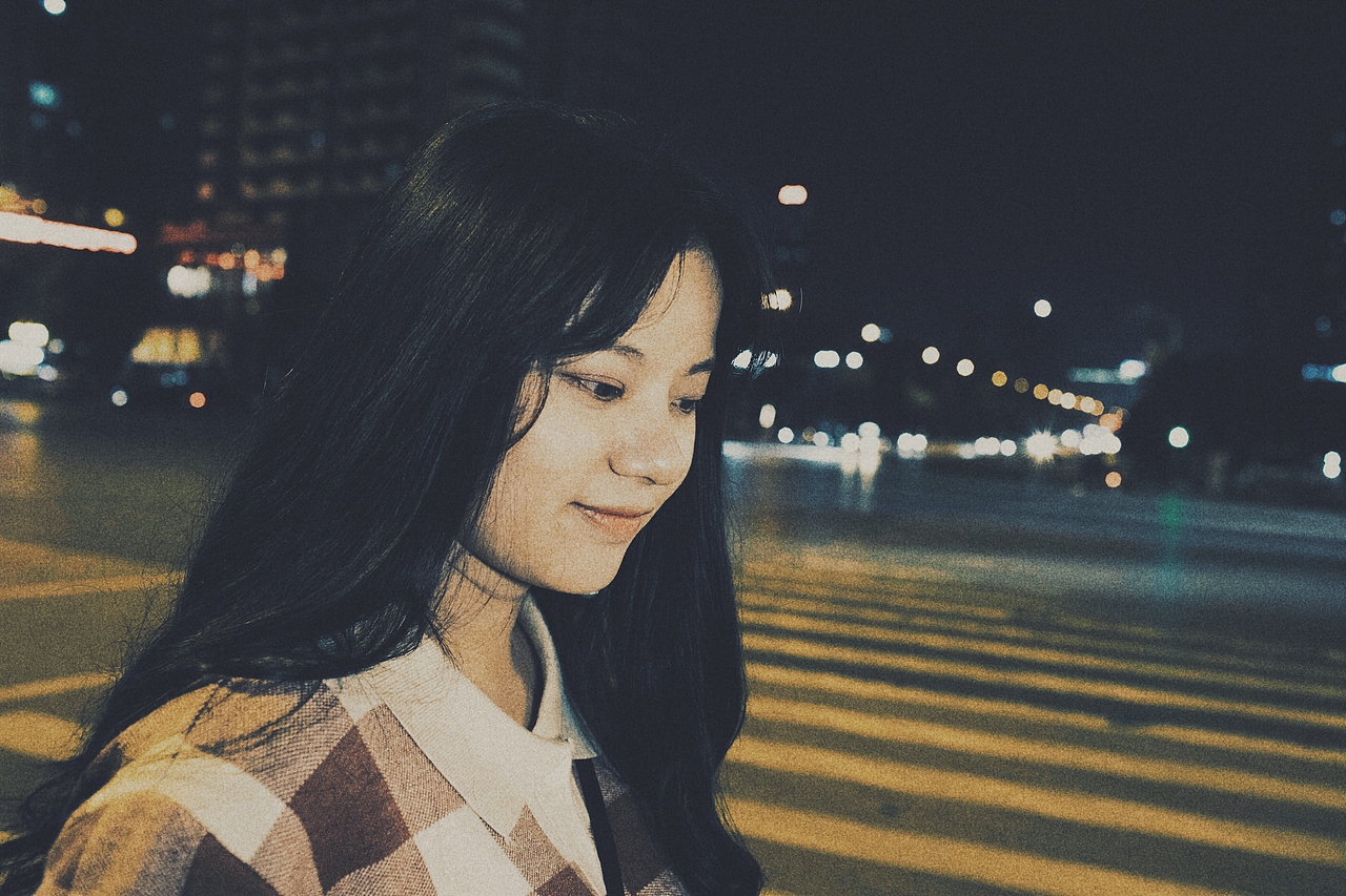 车水马龙中的我。