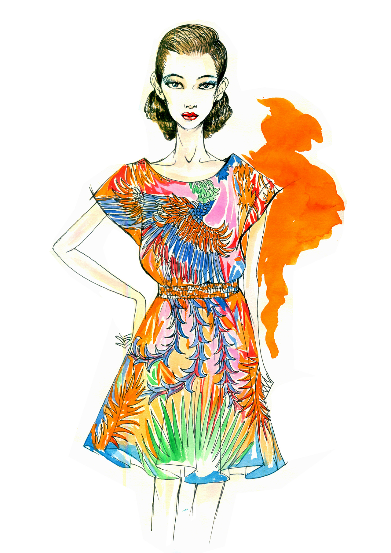 丝绸 时装设计 效果图设计稿4