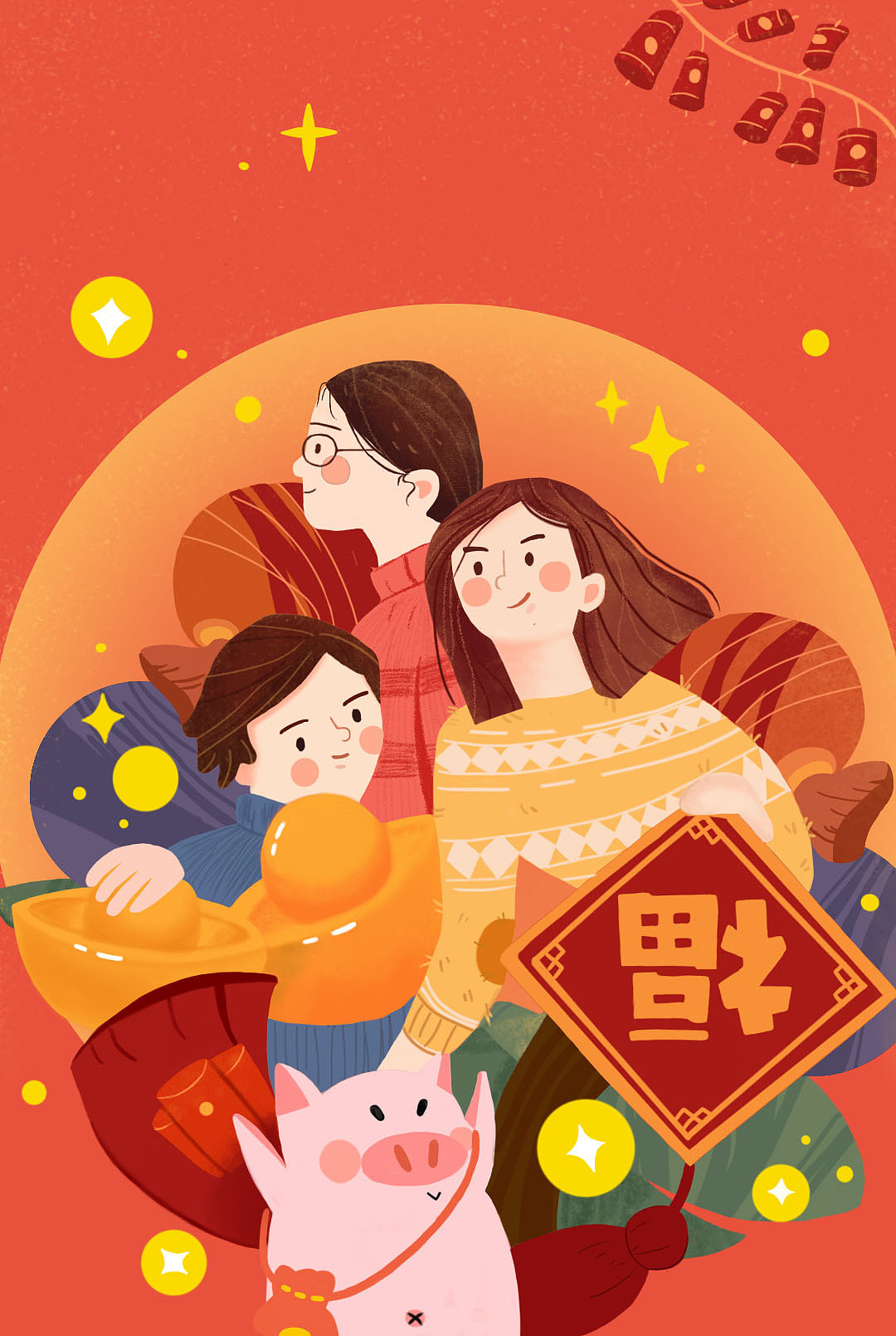 2019新春插画（图ZMTQ3MjYzNTA0） - 创作习作 - 站酷设计师请叫我JC原创素材 - 站酷ZCOOL