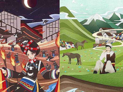 【毕业设计】-贡嘎山文旅宣传插画设计
