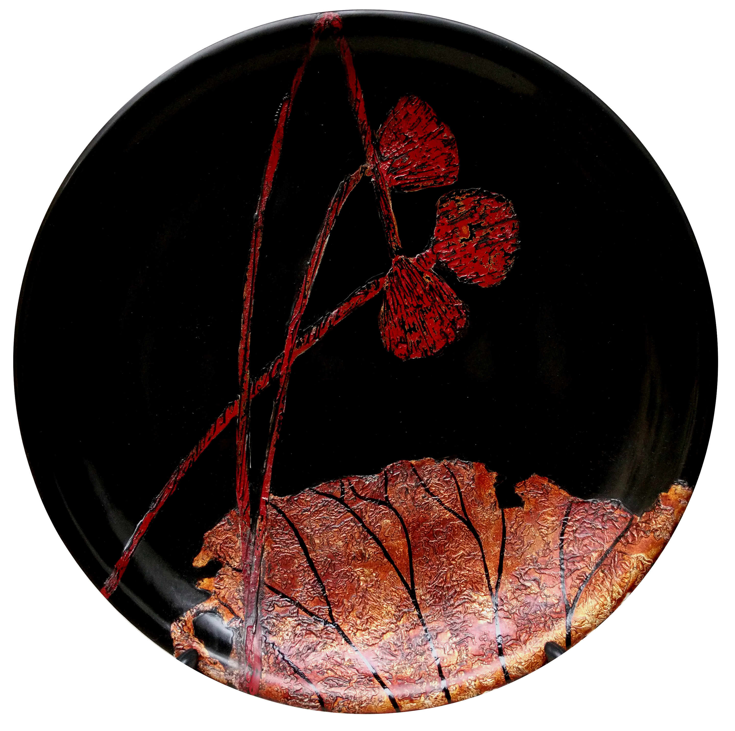 《漆画·莲蓬》