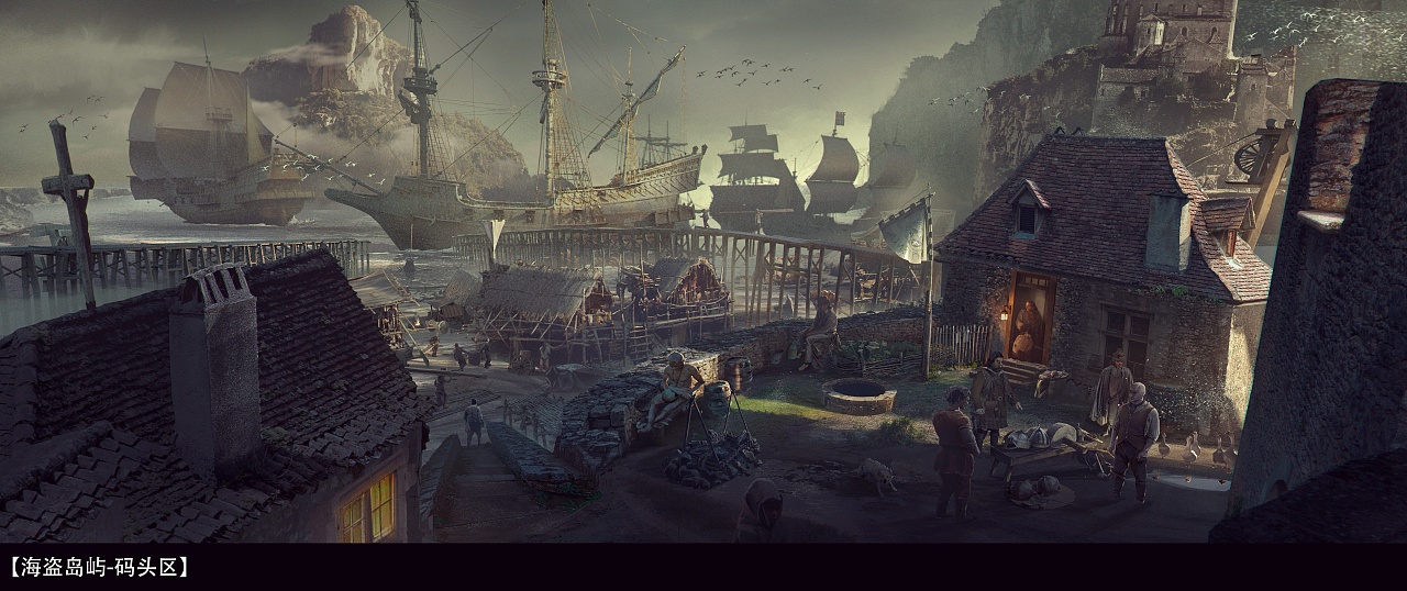 中世纪码头|插画|概念设定|陈思瀚 - 原创作品 - 站酷 (zcool)