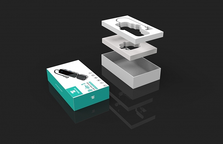 3C数码电子产品HUB类天地盒包装建模渲染