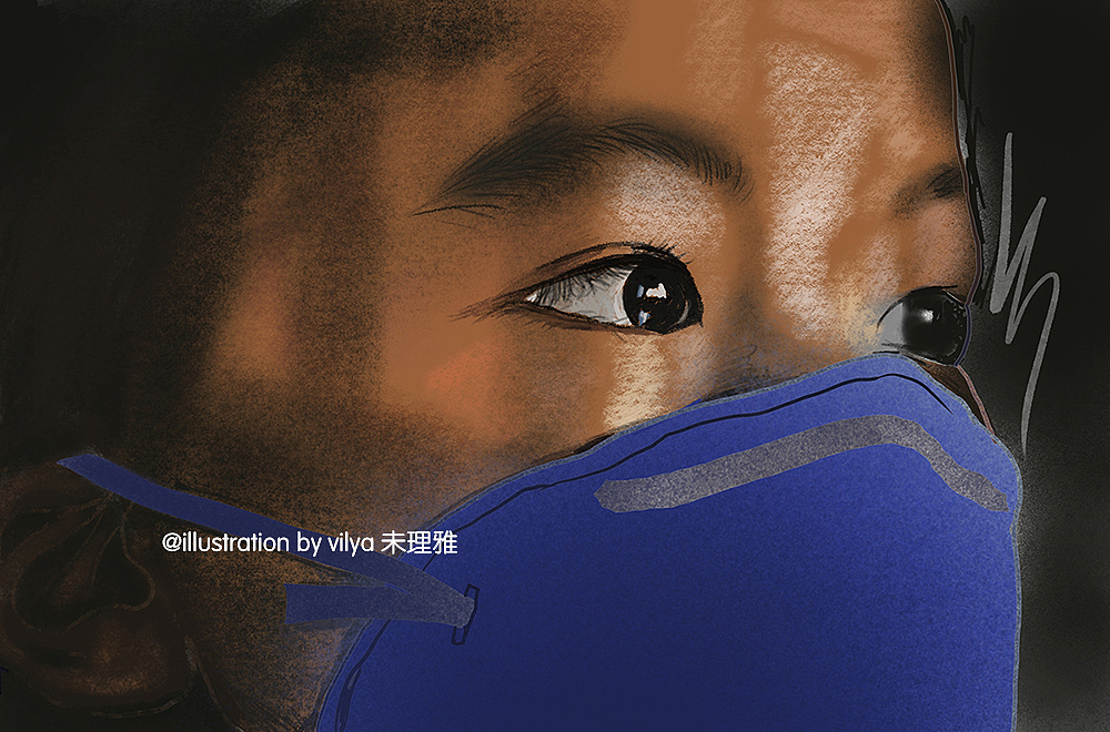 戴口罩的小男孩