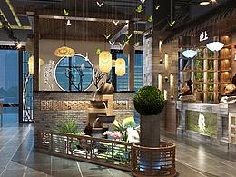 美蛙魚(yú)頭火鍋店-成都花園火鍋店設(shè)計(jì)裝修-效果圖