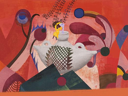 涡纹彩陶插画创作