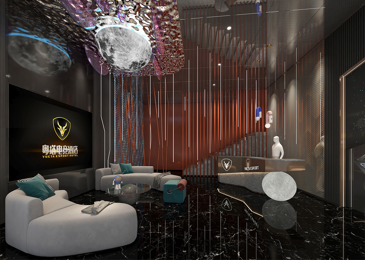 连锁电竞酒店效果表现—大堂部分（图ZMzA3OTg0NjY4） - 酒店餐饮设计 - 站酷设计师z灰调子原创素材 - 站酷ZCOOL